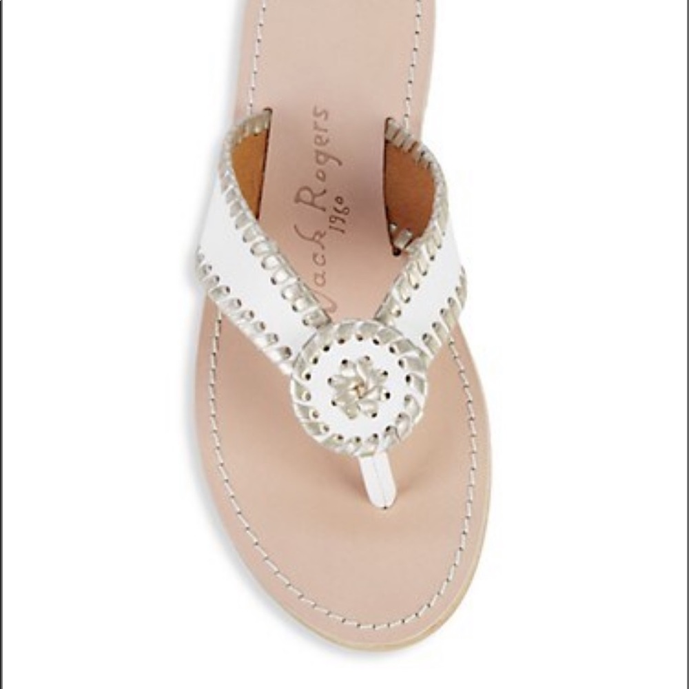 NWT Jack Rogers white & gold thong sandals Size 8